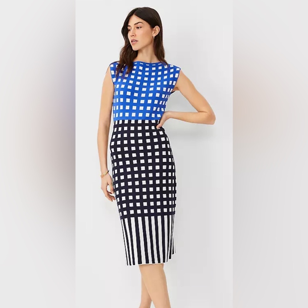 NWT Ann Taylor Gingham boatneck sweater dress
